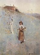 Walter Withers Farmer-s girl oil painting
